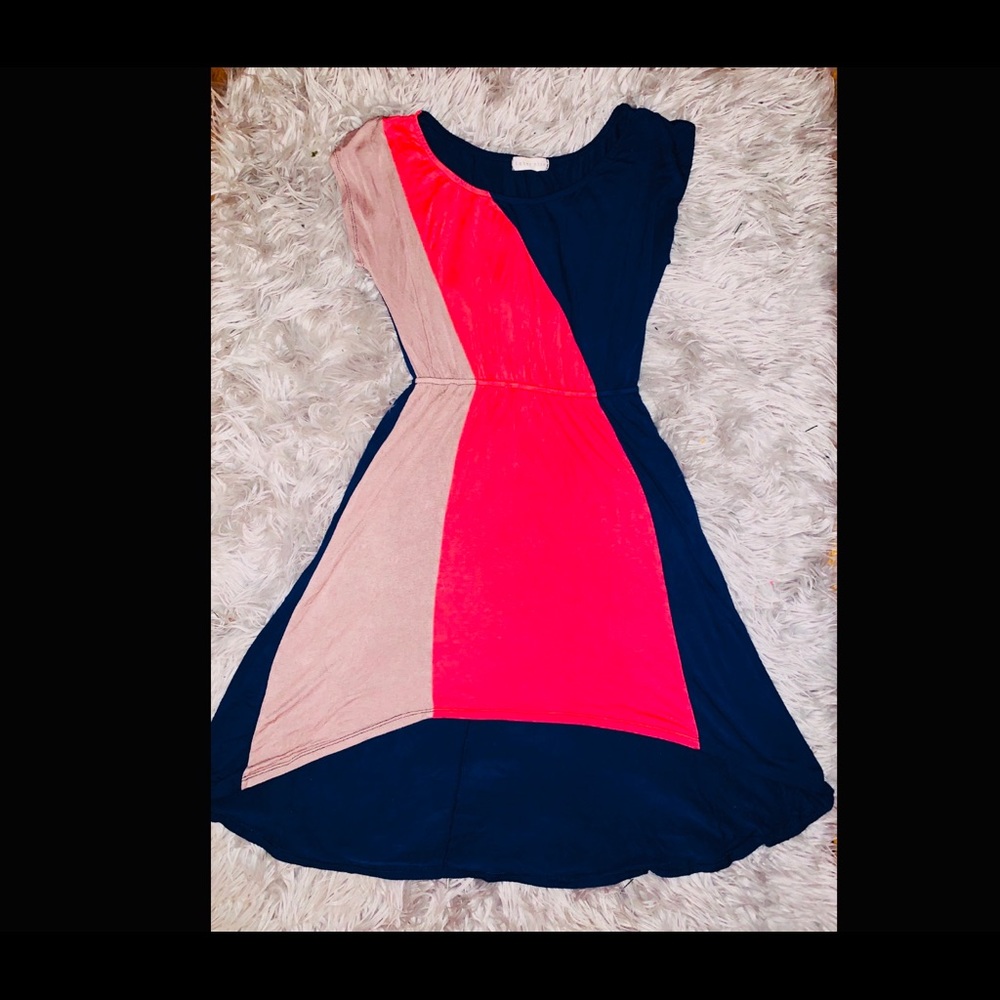 Cotton stretch color block dress